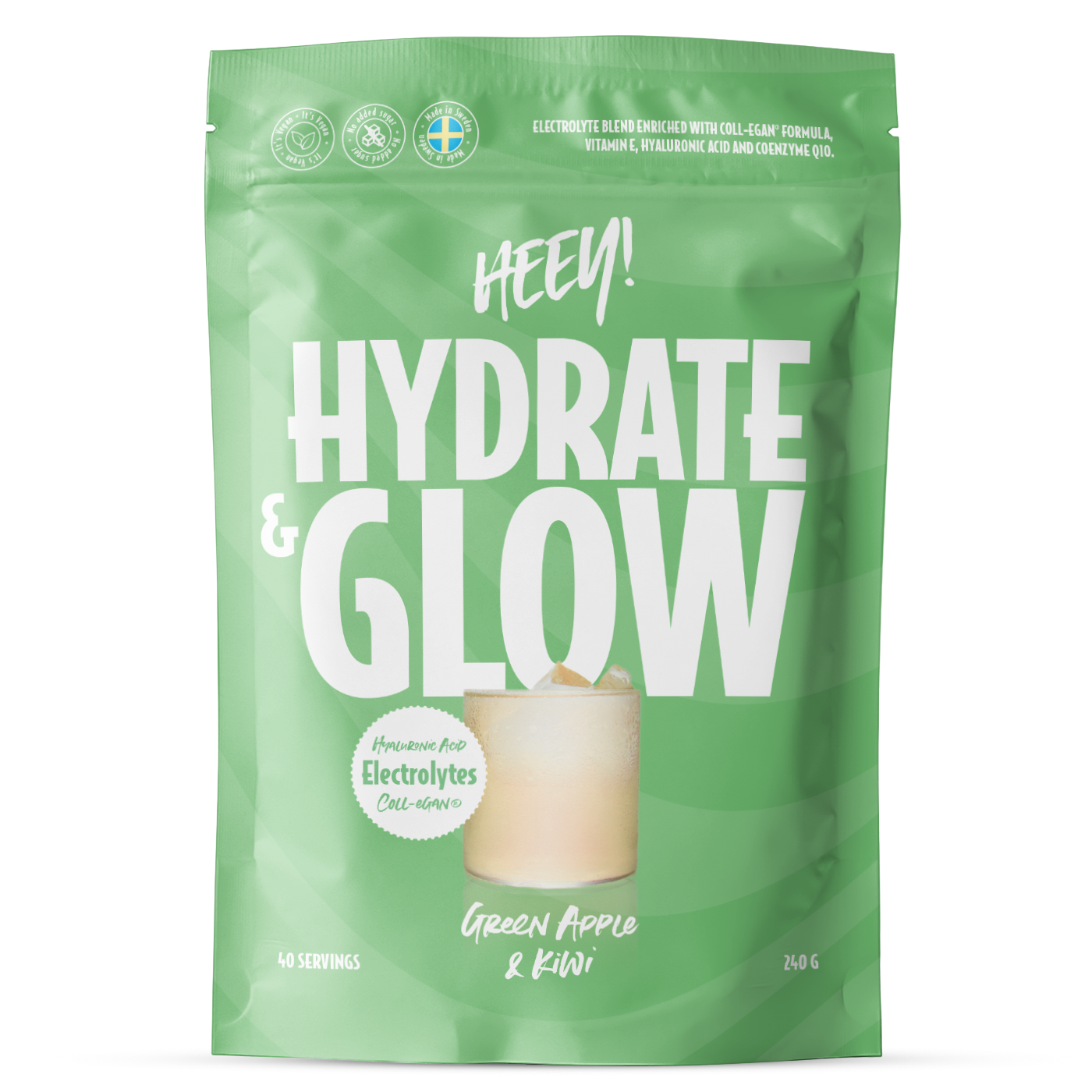 Heey! Hydrate & Glow Green Apple & Kiwi 240g
