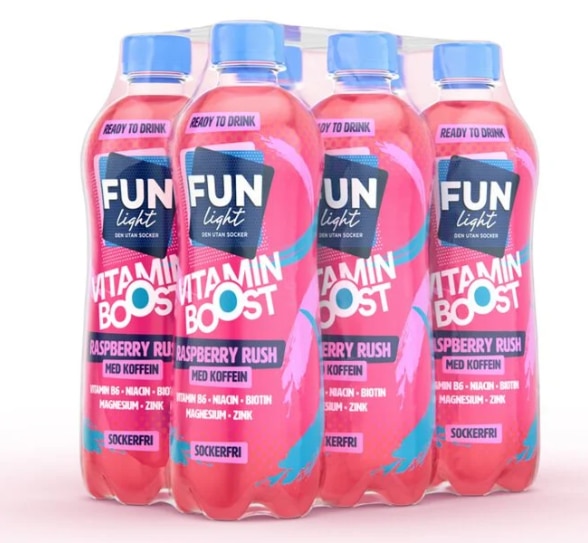 Fun Light Raspberry Rush med koffein 6x500ml